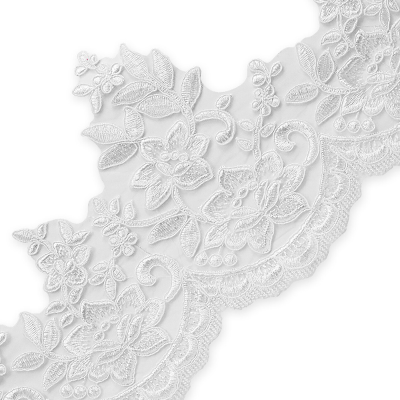 10 yards of Brenda 7 1/2" Polyester Embroidered Lace Trim | 10 yard cut